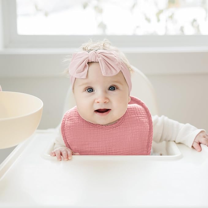 Konssy Muslin Baby Bibs 8 Pack Baby Bandana Drool Bibs Cotton - Image 5