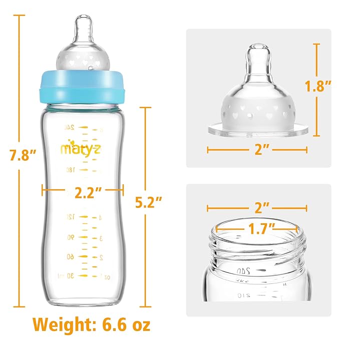 Matyz 8 Ounce Glass Baby Feeding Bottle - Image 6