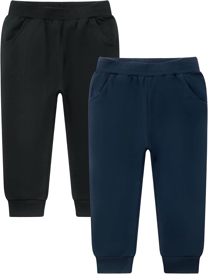 GFQLONG 2/3 Pack Toddler Pants Sweatpants Boys Cotton Joggers, Athletic Pull on by GFQLONG