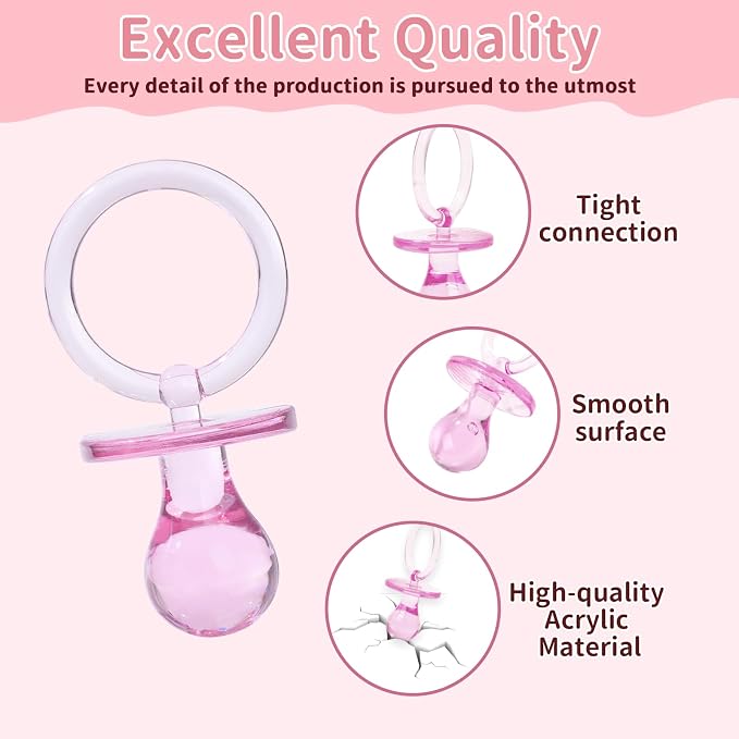 72 Pcs Baby Shower Pacifiers, 2.75’’ Plastic Pacifiers - Image 3