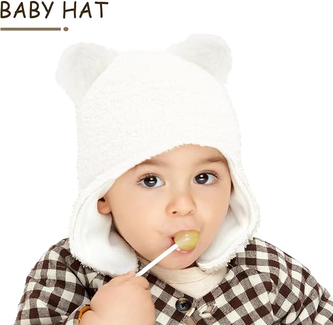 Bear Baby Winter Hat Toddler Earflap Beanie Unisex Infant Snow Cap Warm Fleece - Image 6