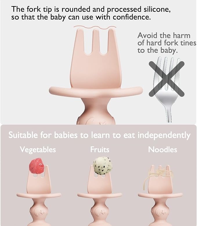 12 Pack Baby Utensils, Silicone Baby Spoons Self Feeding and Baby Forks - Image 5