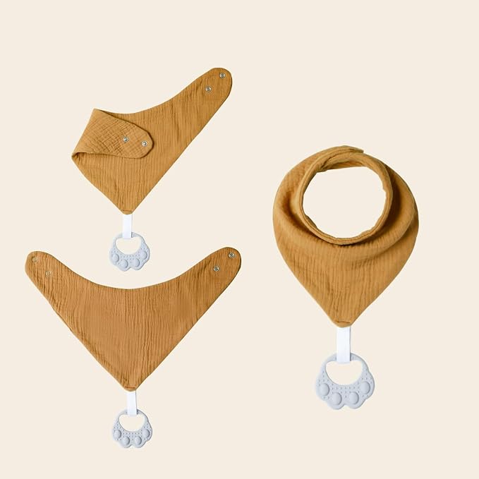 Baby Teething Bibs 6-Pack with Attachable Teether - Image 6