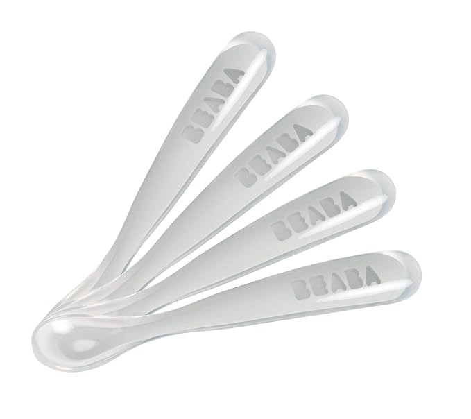 BEABA Baby's First Foods Spoon Set, Original Silicone Baby Spoons, 4 Pack by BEABAUSA