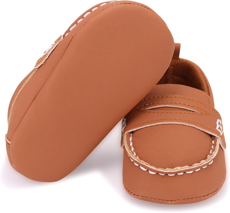 LONSOEN Baby Girls Boys Loafers Prewalker Dress Crib Shoes - Image 6