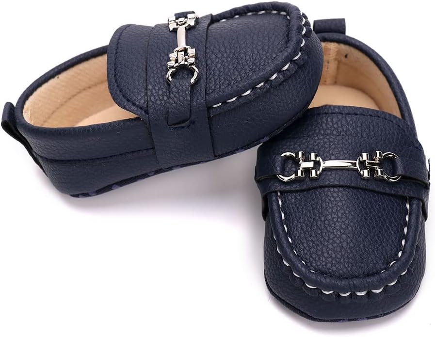 LONSOEN Baby Girls Boys Loafers Prewalker Dress Crib Shoes - Image 5