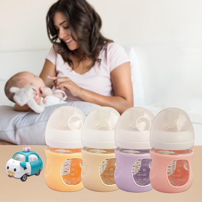 4 Pack Silicone Sleeves for Avent Natural Glass Baby Bottles, Anti Breakage - Image 3