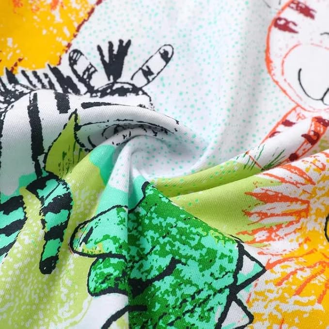 Cute Giraffe + Zebra With Floral Print Long Sleeve Baby Girl Clothes White - Image 4