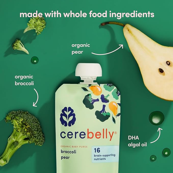 Cerebelly Organic Baby Food Pouches, Broccoli Pear Purees, 16 Nutrients - Image 4