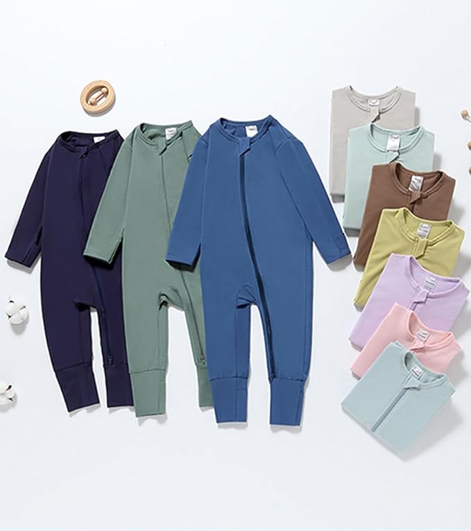 JunNeng 2 Pack Footless Long/Short Sleeve Baby Romper - Image 5