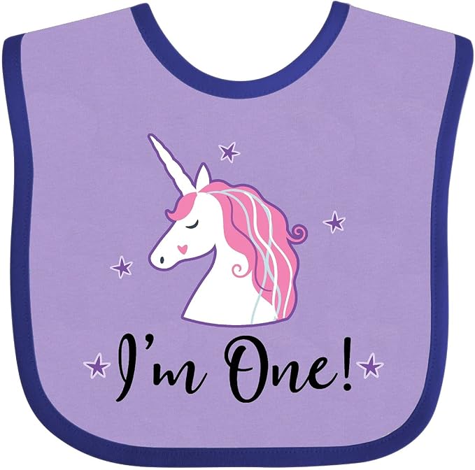 inktastic 1st Birthday Unicorn Baby Bib by Inktastic