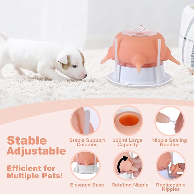Nursing Nipple Puppy Feeders for Multiple Puppies, 200ml Food-Grade Silicone - Image 3