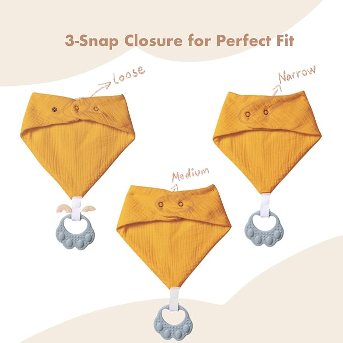 Baby Teething Bibs 6-Pack with Attachable Teether - Image 2
