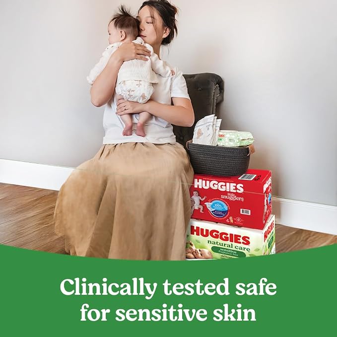 Huggies Natural Care Sensitive Baby Wipes, Hypoallergenic, 6 Flip-Top Packs - Image 8