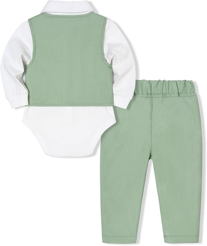 Baby Boy Clothes Suits Infant Gentleman Wedding Outfit Formal Dress Shirt Vest - Image 2