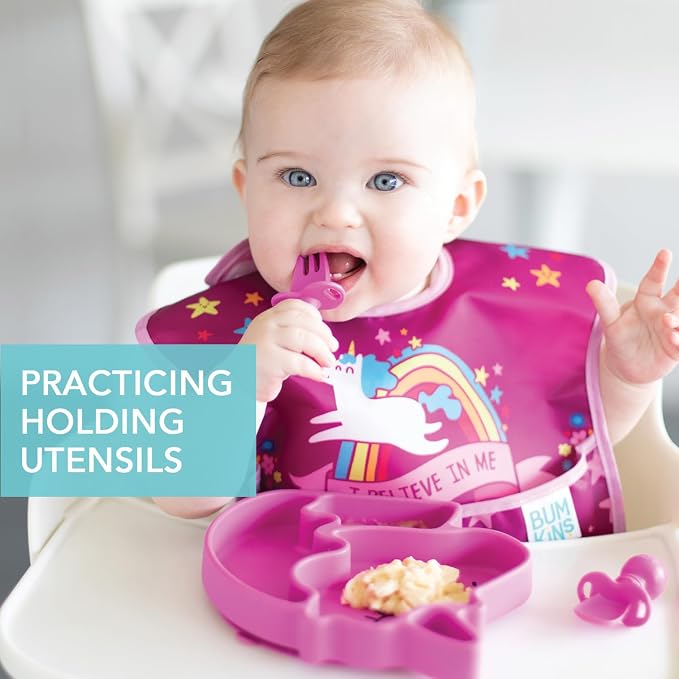 Bumkins Baby Utensils Set, Chewtensils Silicone Spoons - Image 2