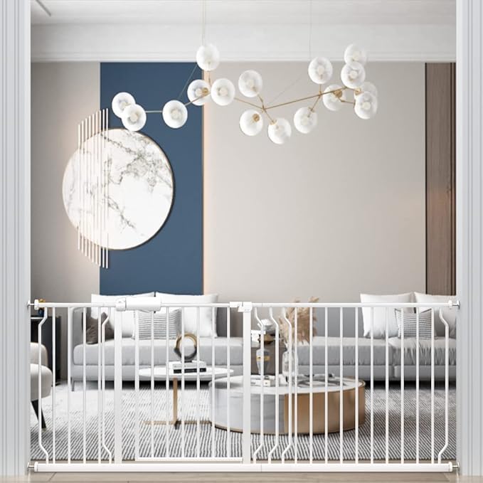 WAOWAO Baby Gate 76.38-81.07" Extra Wide Pressure Mounted Walk Through Swing by WAOWAOBABYSAFETYPRODUCTS