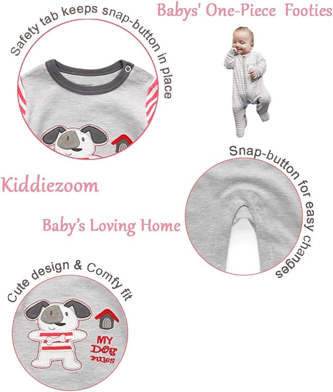 Kiddiezoom Baby and Toddler Boys'Snug Fit Footed One-Piece Romper Jumpsuit - Image 2