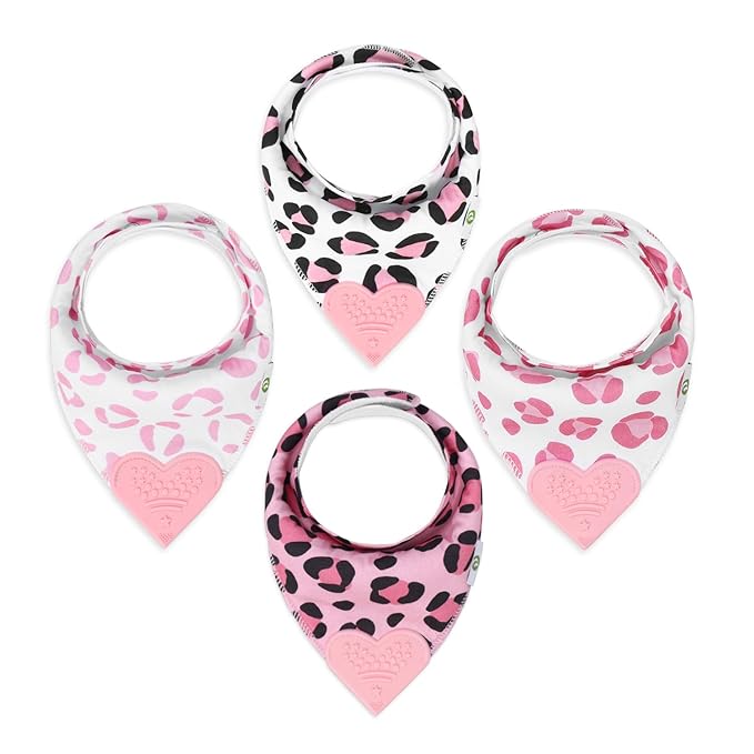 Pickle & Olive - Baby Bandana Girl Teething Bibs - Set Of 4 -Leopard by PickleOlive