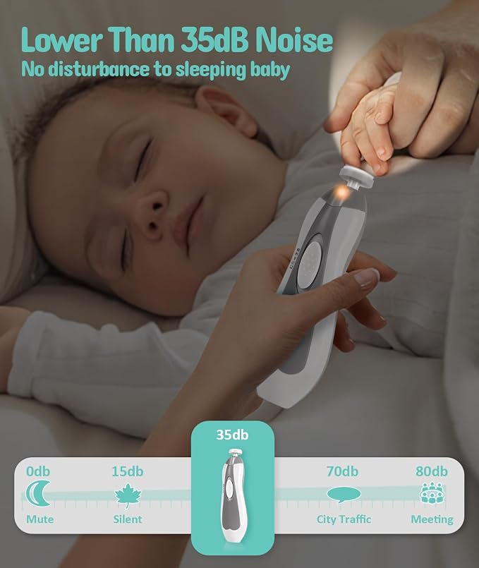Baby Healthcare and Grooming Kit, Electric Safety Nail Trimmer Baby Nursery Kit - Image 7