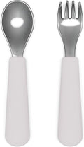Lalo Utensils - Toddler Fork and Spoon Set - Stainless Steel and Silicone by Lalo