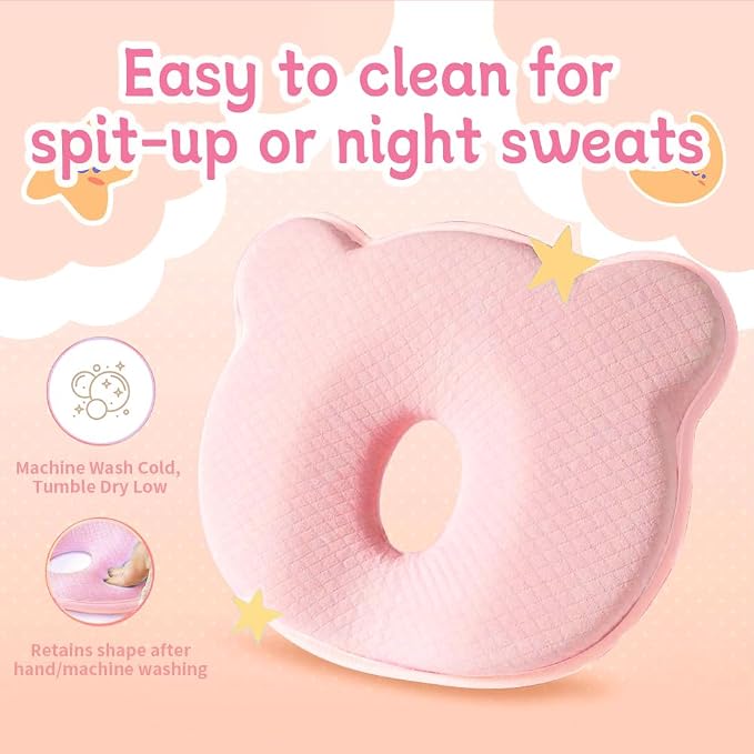 Memory Foam Baby Pillow for Newborn Flat Head Baby Pillow Machine-Washable Neck - Image 4
