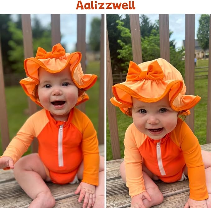 Aalizzwell Baby Girls Long Sleeve One Piece Swimsuit - Image 3