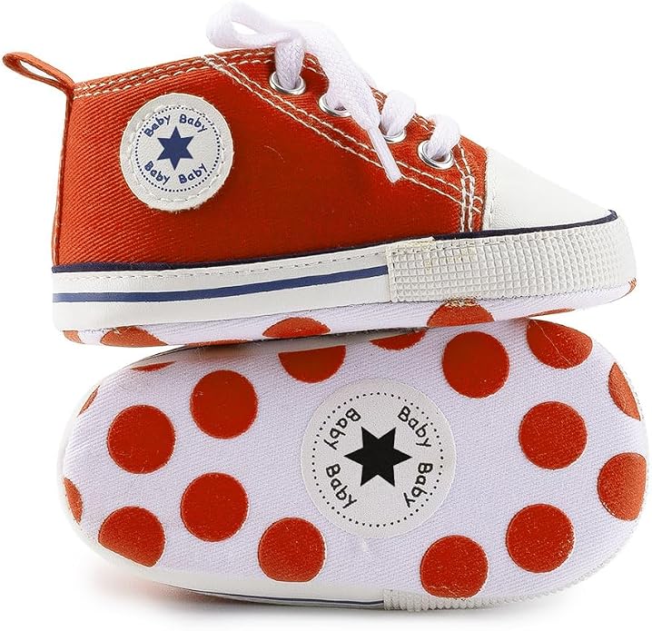 Meckior Baby Girls Boys Canvas Sneakers Soft Sole High-Top Ankle Infant First by Meckior