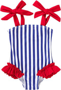 Happy Town Toddler Swimsuit Girl Solid Color Stripe One-Piece Baby Bathing Suits by HappyTown