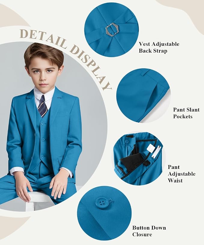 Visaccy Boys Suits Slim Fit Dress Clothes Ring Bearer Outfit - Image 2
