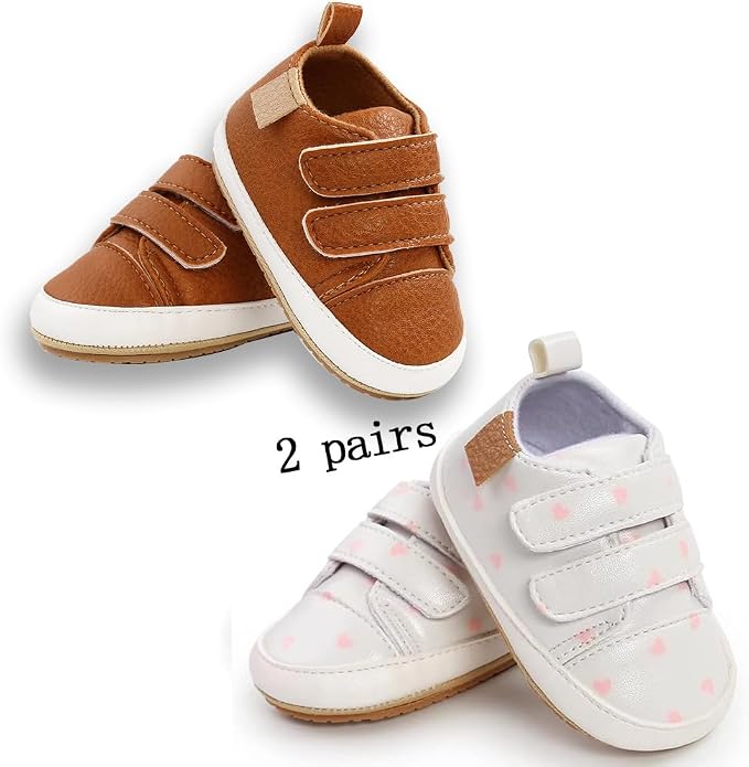 2Pairs Baby Shoes, Boys Girls Non-Slip Rubber Sole Sneakers, Unisex Infant Soft - Image 5