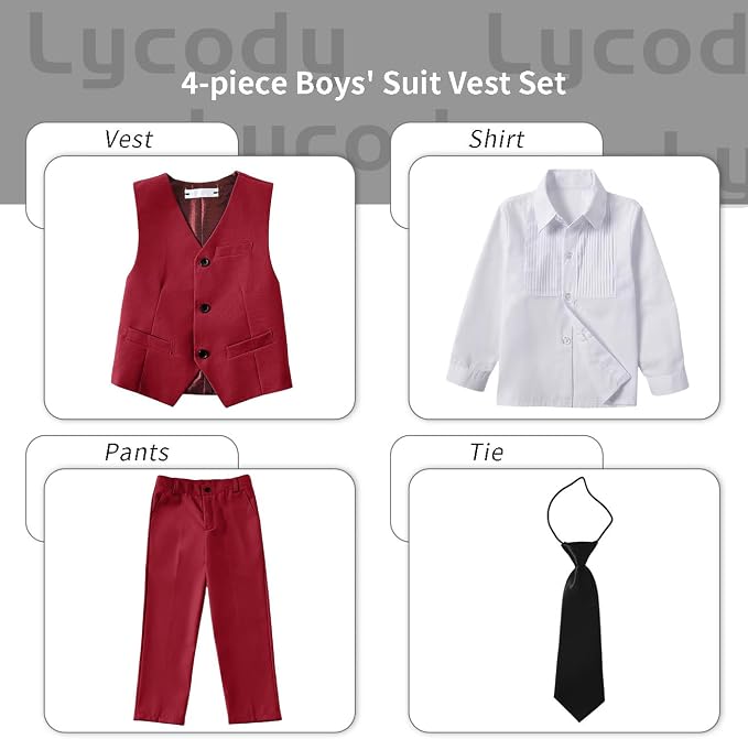 Boys Vest Set Formal Dress Suits Wedding Outfit Dresswear - Image 2