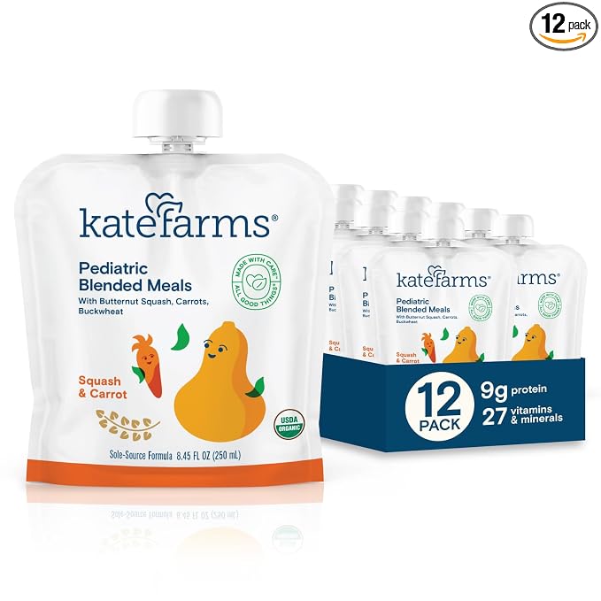 KATE FARMS Organic Pediatric Blended Meal, Squash and Carrot, 8g protein by KateFarms