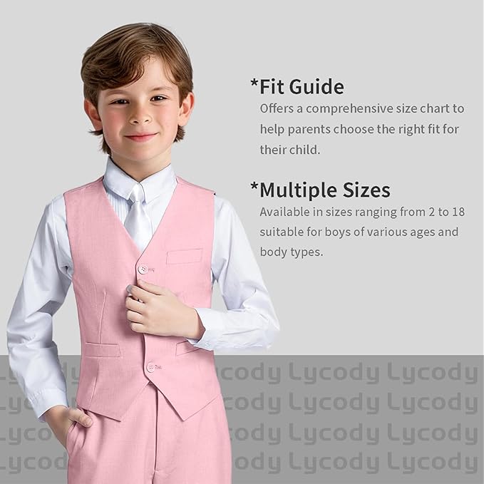 Boys Vest Set Formal Dress Suits Wedding Outfit Dresswear - Image 3