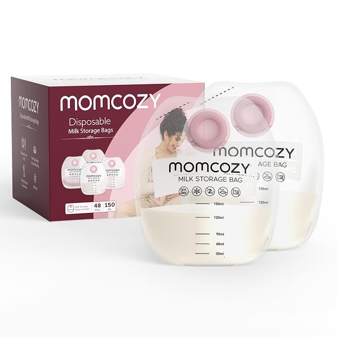Momcozy Screw-on Breastmilk Storage Bags, 48 Ct, Holds 5 oz, Disposable & BPA by Momcozy