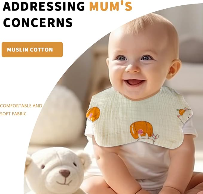 Muslin Baby Bibs for Drooling and Teething Newborn Drool Bibs for Baby Girl Boy - Image 4