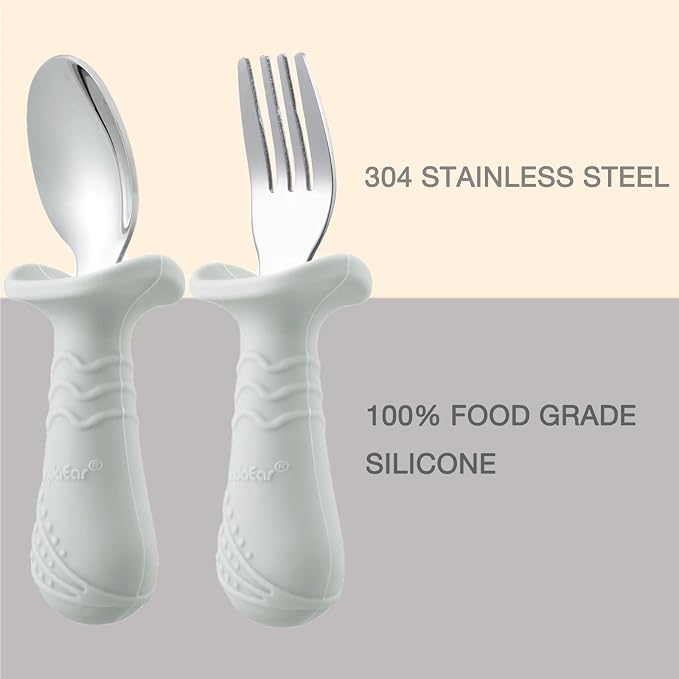 PandaEar Baby Toddler Fork and Spoon Utensil Set, 6 Pack Silicone Stainless - Image 5