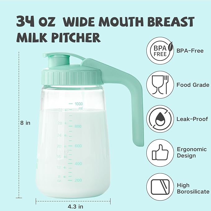 COMI 34oz Breast Milk Pitcher, No Leak Breast Milk Storage Containers - Image 2