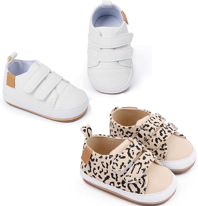 2Pairs Baby Shoes, Boys Girls Non-Slip Rubber Sole Sneakers, Unisex Infant Soft - Image 5