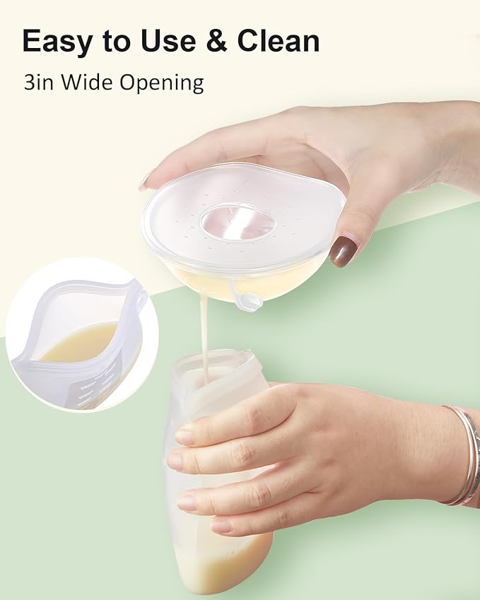 Lictin 5PCS Silicone Breastmilk Storage Bags, 8.5oz/250ml Reusable Breast Milk - Image 5