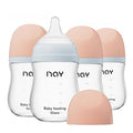 Natural Glass Baby Bottle Wide Neck, Anti-Colic Baby Bottle, Includes 4Pcs by yanyoyo