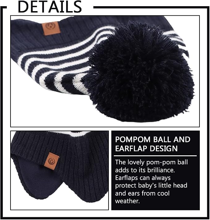 JANGANNSA Knitted Baby Hat Scarf Set Winter Warm Boys Girls Beanie Fleece - Image 3