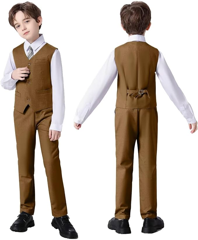 Boys Suit Set Slim Fit Kids Formal Suits Toddler Tuxedo Wedding Prom Classic - Image 6