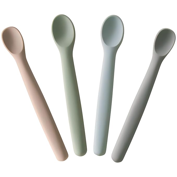 Moonkie Silicone Baby Spoons Set of 4, Two Sizes Feeding Spoon by Moonkie