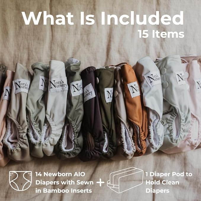 Nora's Nursery Newborn All-in-One Cloth Diaper 14-Pack - Image 2