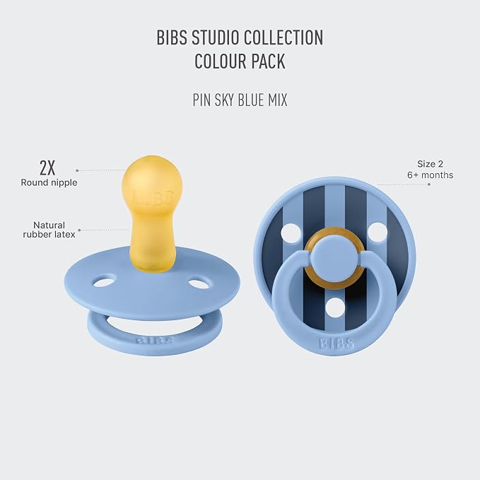 BIBS Pacifiers - Studio 2 Pack | Round Nipple Baby Pacifier | BPA Free Natural - Image 2