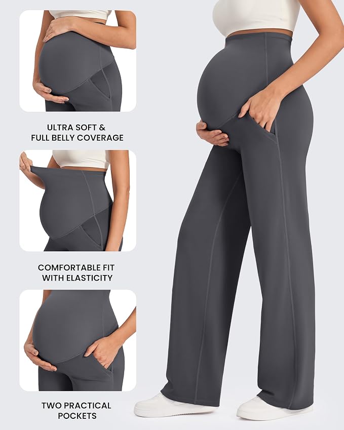 G4Free Maternity Pants Over The Belly Yoga Dress Work Pregnancy Pants Stretchy - Image 5