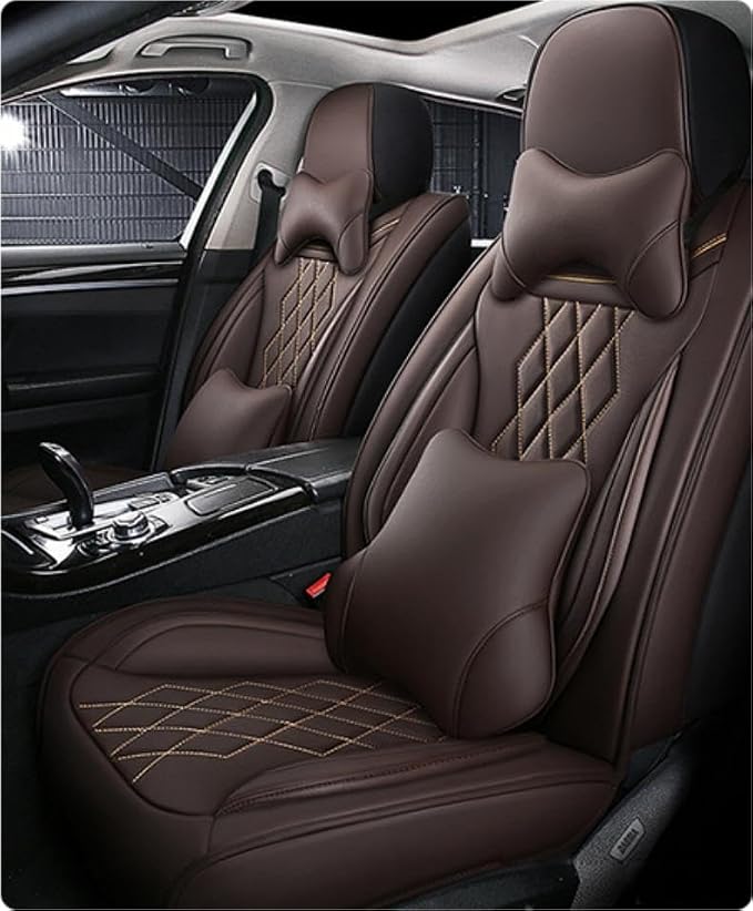 Leather Car Seat Covers for Volkswagen Atlas 2019-2023 Waterproof, Breathable by ijesign