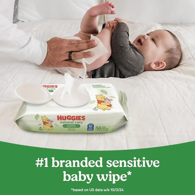 Huggies Natural Care Sensitive Baby Wipes, Hypoallergenic, 6 Flip-Top Packs - Image 10