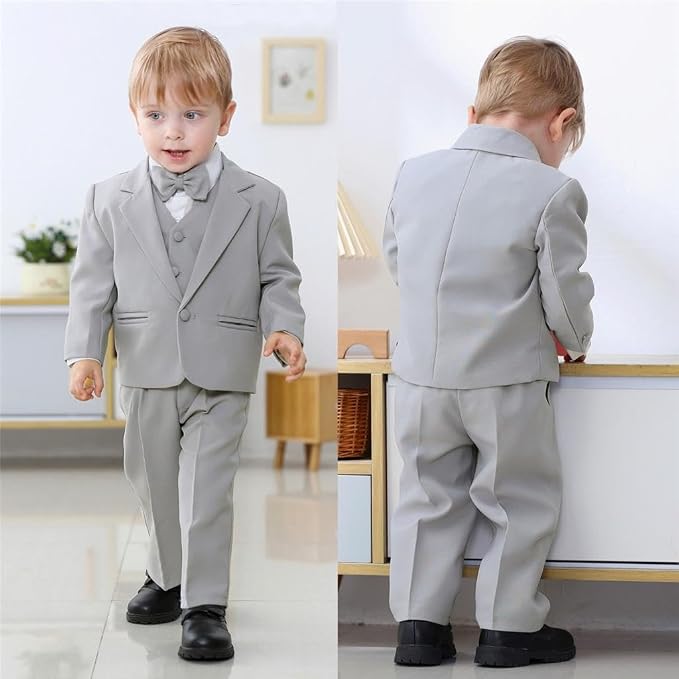 Dressy Daisy Baby Toddler Boy 5 Pcs Set Formal Tuxedo Suits No Tail Wedding - Image 6